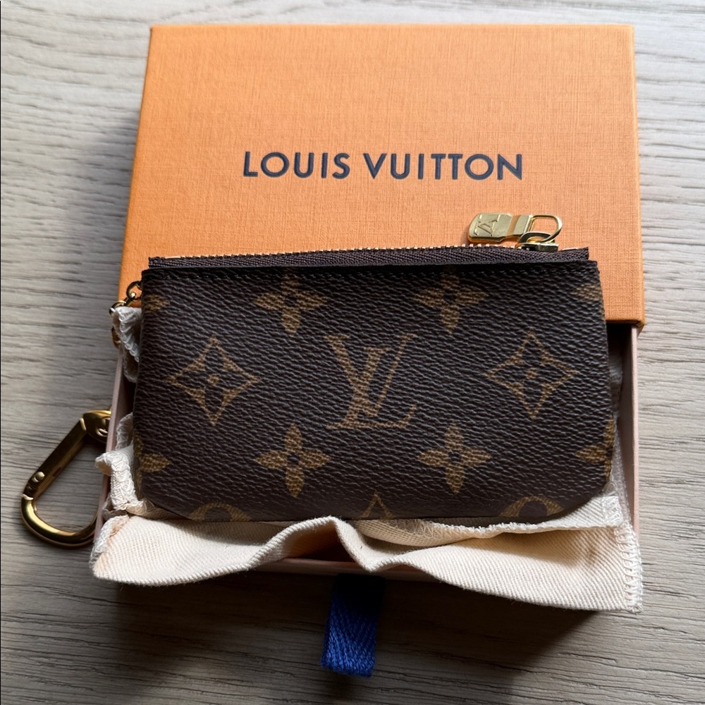 Louis Vuitton Brown Monogram Pouch with Gold Accent